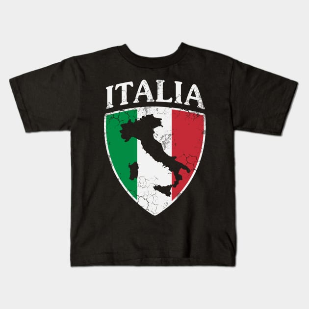 Italia Flag Crest Map Italian Italy Italiano Kids T-Shirt by E